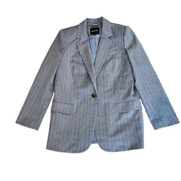 Madewell Alexa Chung Blazer Womens Size 6 Grey Pinstripe N80081 Preppy Lined - Picture 1 of 4